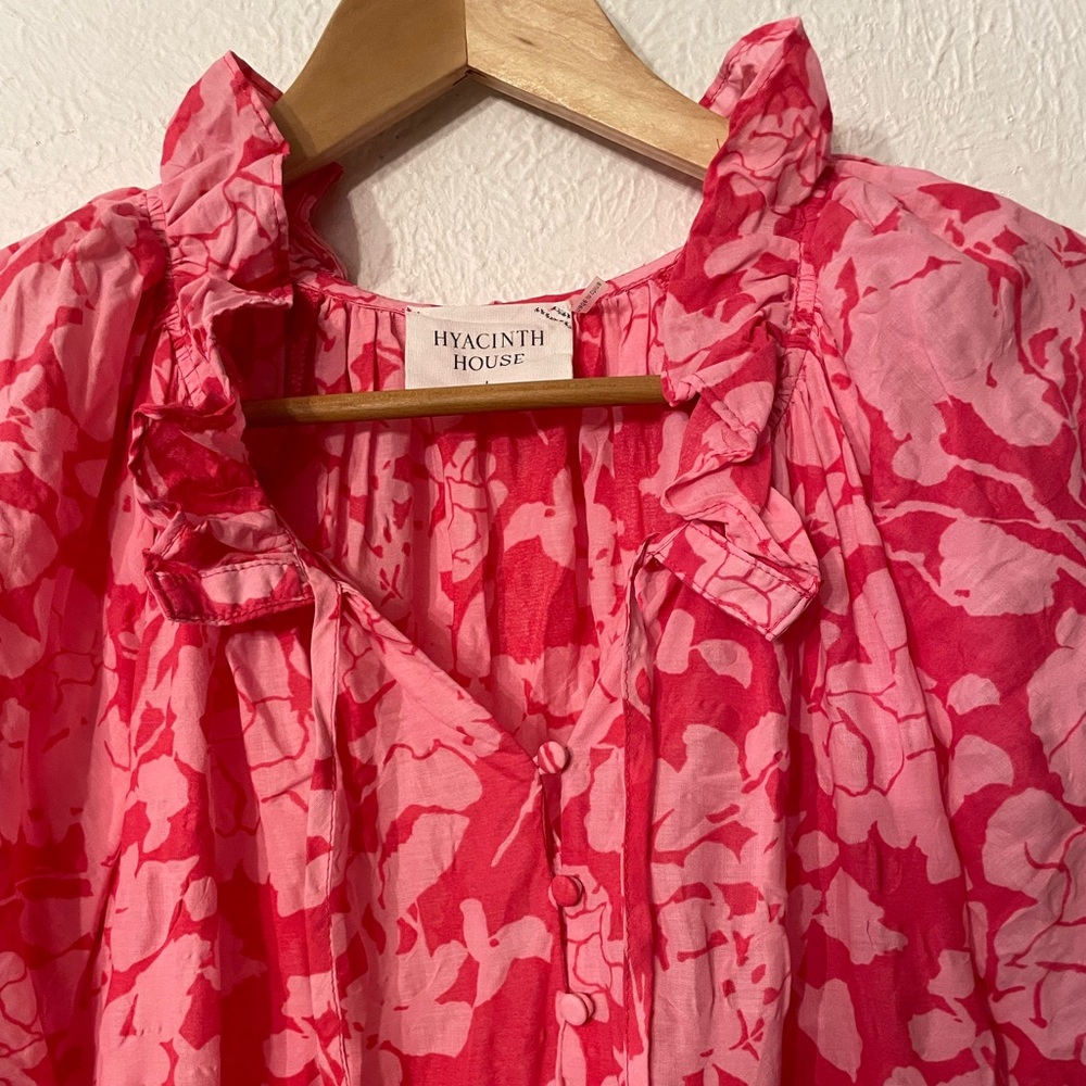 Tuckernuck Hyacinth House Pink Textured Floral Thea Mini Dress 100% cotton L - Picture 4 of 6